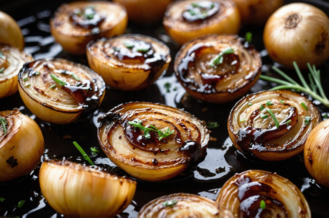 Cebola caramelizada com açúcar dourada, agridoce e perfeita para acompanhar tudo