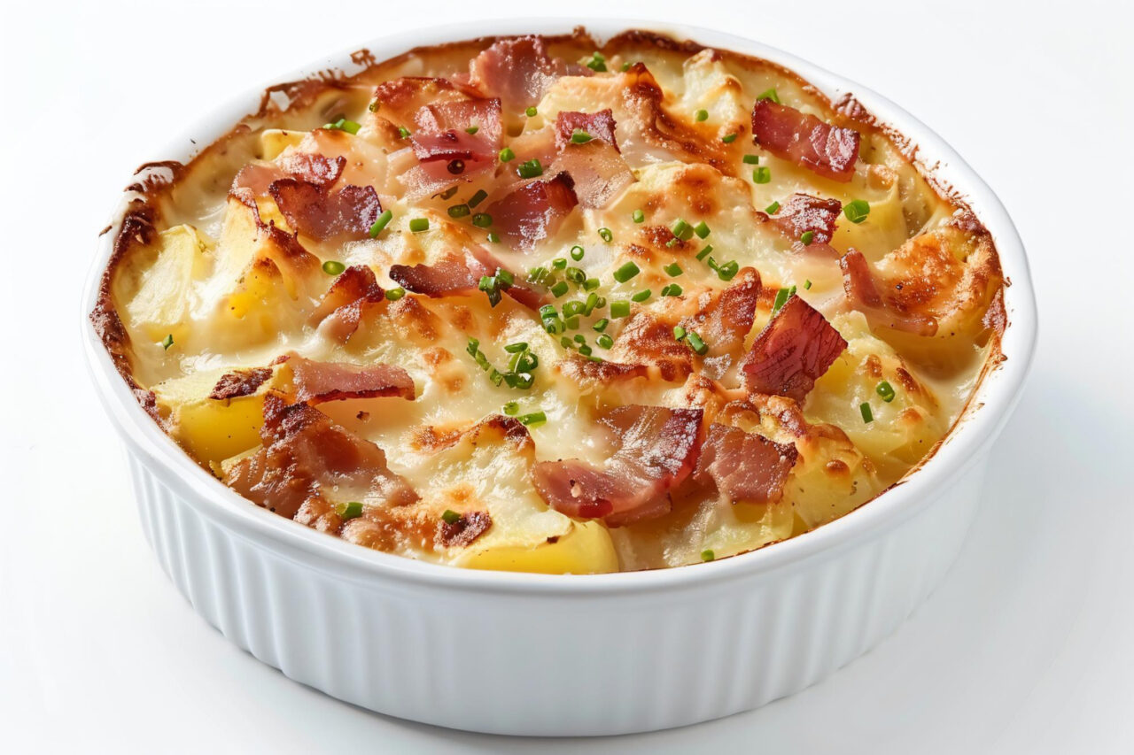 Batata gratinada com bacon que derrete na boca e lembra almoço em família