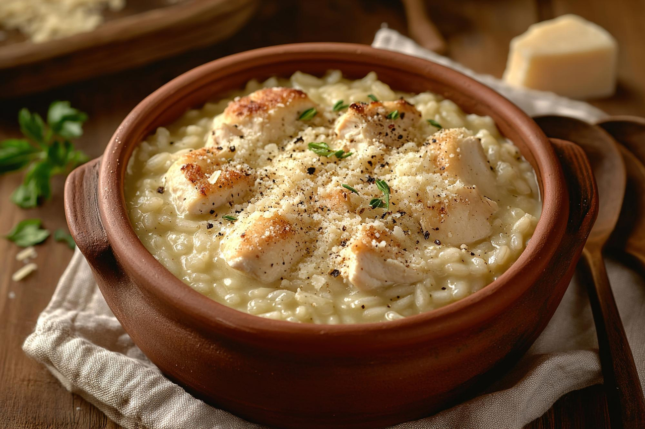 Risoto de Frango Cremoso com Toque de Parmesão Igual ao das Trattorias